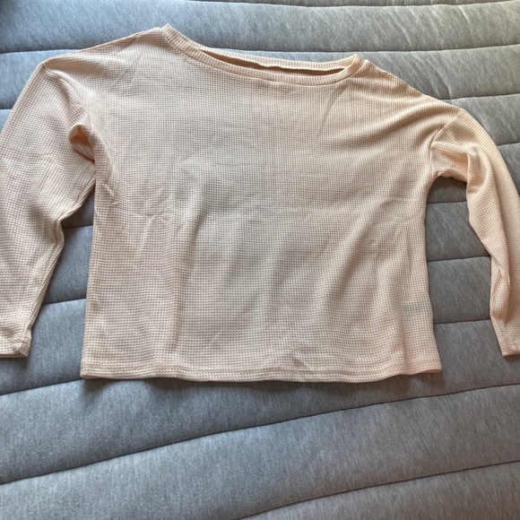 SHEIN Tops - Solid cream waffle knit long sleeve from Shein